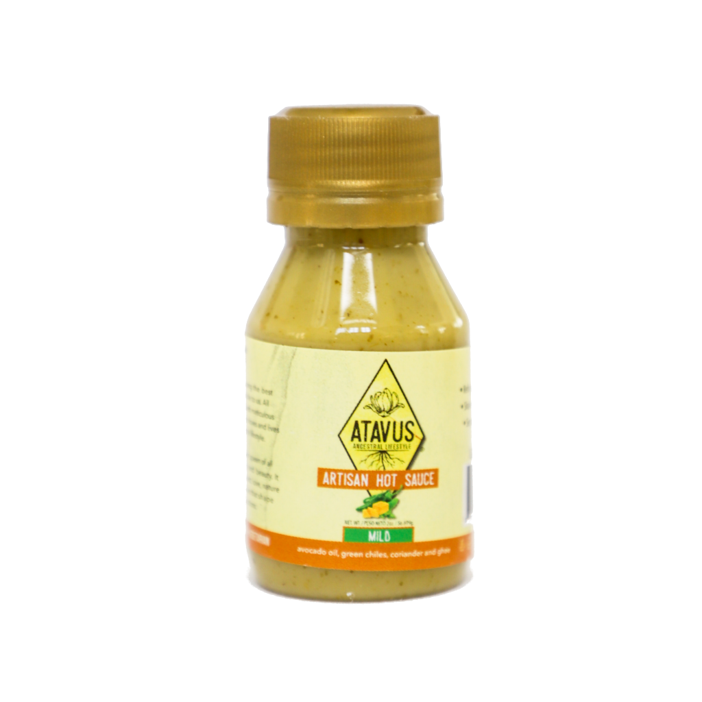 x-Green Chiles & Ghee & Coriander & Avocado Oil - ATAVUS-Hot Sauce - Mild Heat-2.0 oz-
